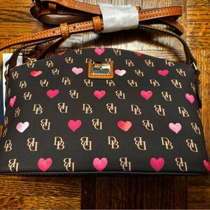 Dooney & Bourke Black Suki Crossbody with Pink Heart Print